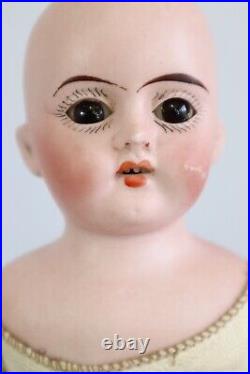 14 Antique Bisque Head Doll 74/0 German Leather Body Sleep Eyes