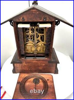 1890 Antique Early Cuckoo Mantel Clock German Black Forest Carved Bracket Clock