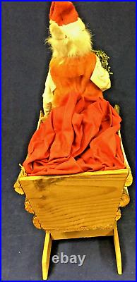 1920's Antique German Santa on Wood Sled with 14 Hand-carved Toys, Toy Bag 12