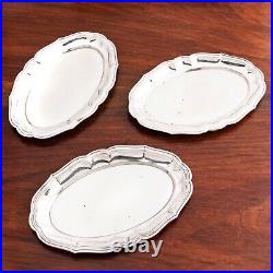 3 Matching Gottleib Kurz German 830 Silver Hors D'oeuvres Trays Reeded No Mono