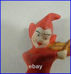 5 Piece German Antique Snow Baby Red Elf Band Bisque Good Quality 2.75 Tall WOW