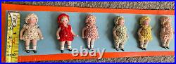 6 Antique German Hertwig bisque dolls Crocheted Clothes C1915 presentation card