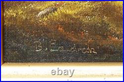Antique 20 Oil Painting On Canvas German Landscape Lake Trees Sig. B. Landrock