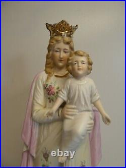 Antique Bisque Biscuit Porcelain Virgin Mother Mary German Heubach Church