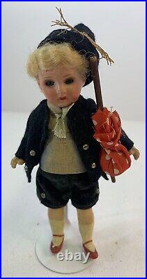 Antique Bisque Boy Doll Dressed in traditional German Clothing 6 Compo Body