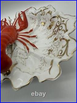 Antique C. T. Carl Tielsch German Porcelain Divided Lobster Serving Bowl