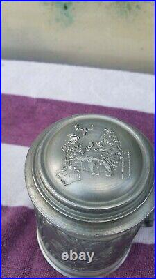 Antique Detailed Multi Figure German Pewter 6 Wine Cup Tankard Germany Early
