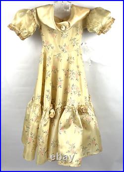 Antique Dress For French Or German Bisque Or Early Lady Doll Silk Taffeta Brooch