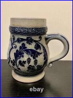 Antique Early 18th Century GERMAN WASTERWALD Cobalt Blue BEER COFFEE MUG Signed