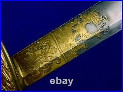 Antique Early 19 Century German Germany Eickhorn Gold Engraved Hunting Sword