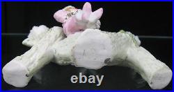 Antique Early 19th C German Porcelain Figurine Cute Gnome Wood Fence Vase