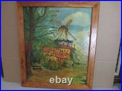 Antique Early 20th Century German S. Kaiser Oil Painting Masonite Board 985E