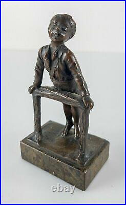 Antique Early 20th Century German or Austrian Bronze of Charming Boy Unsigned