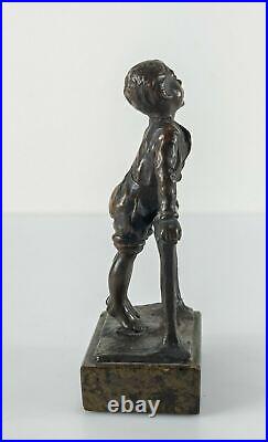 Antique Early 20th Century German or Austrian Bronze of Charming Boy Unsigned