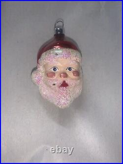 Antique Early German Hand Blown Glass Christmas Ornament Santa/Acorn RARE S105