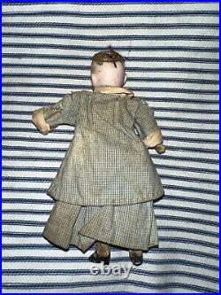 Antique Early Minionette Doll Outfit On Doll As Found