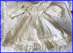 Antique Fancy White Cotton Dress For French Or German Bisque Doll Or Early Doll