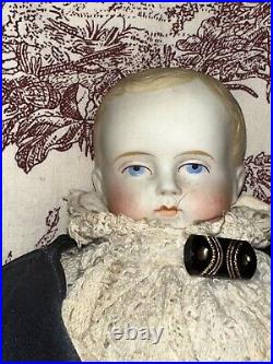 Antique GermanParian Bisque Boy Doll With Early Body Make Do Repairs