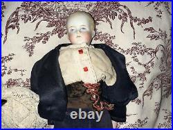 Antique GermanParian Bisque Boy Doll With Early Body Make Do Repairs