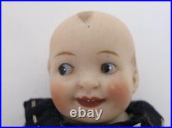 Antique German All Bisque Wide Awake Doll with Side Glance Eyes & Jointed Arms