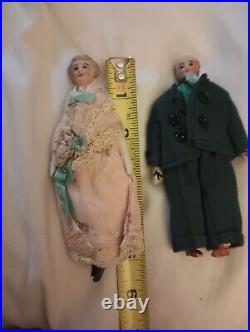 Antique German Bisque Doll House Size 5 Grand Parents Elderly Couple VGC