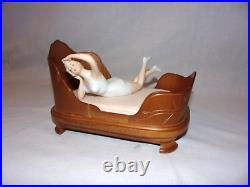 Antique German Bisque Risque Woman Doll On Carved Fruitwood Bed Beyond Sweet