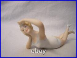 Antique German Bisque Risque Woman Doll On Carved Fruitwood Bed Beyond Sweet