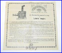 Antique German E. P. Magic Lantern Boxed/ Graphics/ Paperwork & 13 Glass Slides