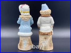 Antique German Hand Painted Bisque Porcelain Figurines Boy & Girl Holding Doll