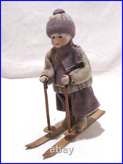 Antique German Heubach Bisque Doll Skier Candy Container
