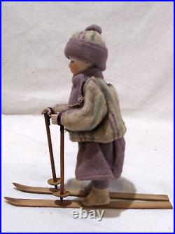 Antique German Heubach Bisque Doll Skier Candy Container