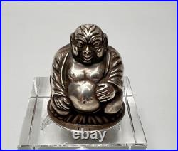 Antique German Laughing Buddha Sterling Silver Figurine Miniature Fritz Bemberg