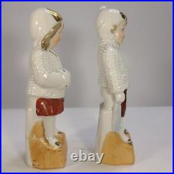 Antique German Porcelain Boy & Girl Snow Babies Nubbly Bubble Figurines 1910's