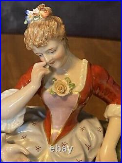 Antique German Porcelain Figurine Early 1900s Blue Hochst Mark
