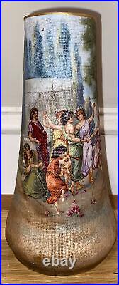 Antique German Royal Bonn Porcelain Tapestry Vase Early 1900's