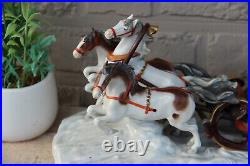Antique German Scheibe alsbach porcelain Statue group sled horses figural 1920
