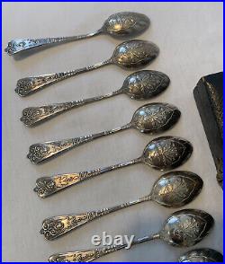 Antique German Silverplate Set of 11 Demitasse Spoons With Original Box Germany