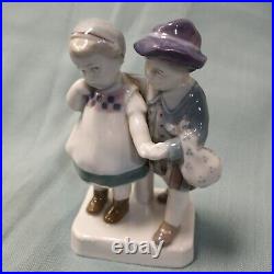Antique German William Gobel figurine early 1900's Porcelain Boy & Girl 4 EUC