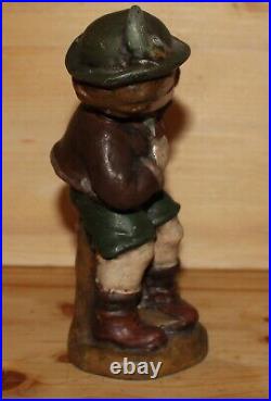 Antique German hand made metal figurine boy with Bavarian folk costume