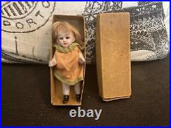 Antique Jointed Bisque German Dollhouse Mignonette Glass Sleep Eyed Doll W Box