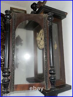 Antique Junghans Wall Clock, German Regulator Gong Chime. Missing Wood Ornaments