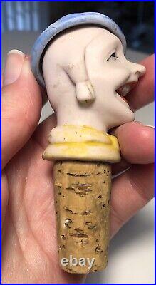 Antique Late 1800 Early 1900s German Laughing Lady / Gypsy Bottle Stopper Exc