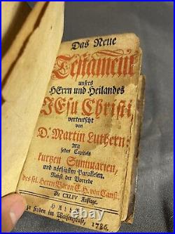 Antique Leather Bound German New Testament Bible 1786 Das Meue Testament
