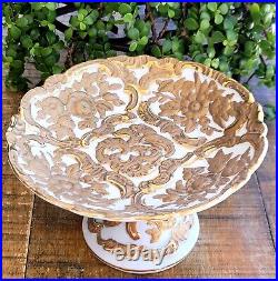 Antique Meissen Porcelain Footed Plate Splendor Baroque Antique Gold Germany 9x5