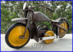 Antique Old Rare Early German Wind Up Unique Motorcycle Iron Tin Toy Collectible