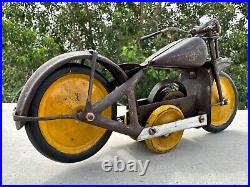 Antique Old Rare Early German Wind Up Unique Motorcycle Iron Tin Toy Collectible