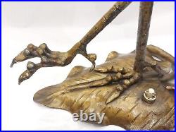Antique Rare German Art Nouveau Art & Craft Heron Iron Figural Bird Lamp