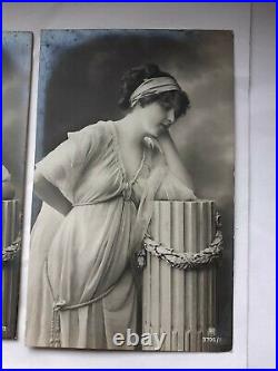 Antique Real Photos German B&W Victorian RISQUE Early Erotic set 3 rare Postcard