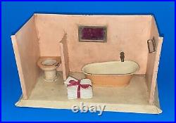 Antique Tin Toy Bathroom Bath Working Faucet Early German Doll House