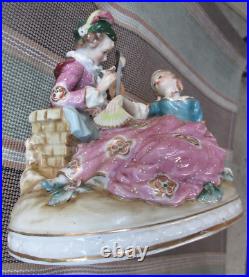 Antique Victorian German Dresden Style Porcelain Figurine Couple Love Music